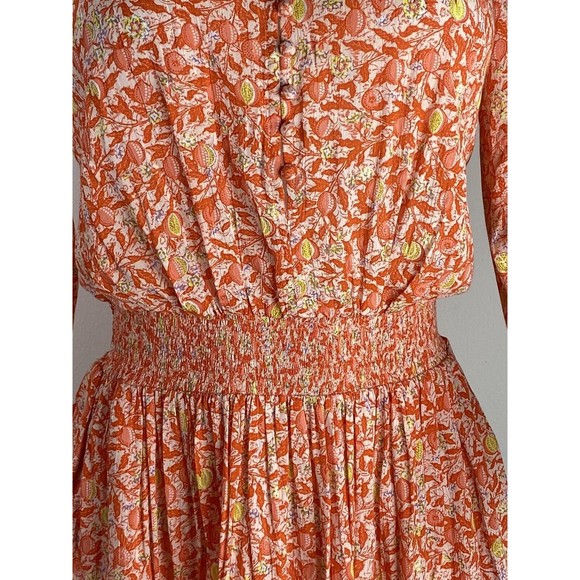 F. Poupette St Barth Dress Sise XS Multicolor Floral Orange 3/4 Sleeve. NWT - Picture 7 of 12